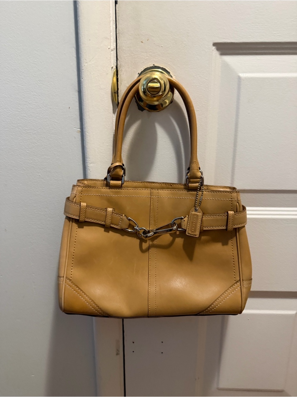 Vintage Coach Hamptons Belted Leather Satchel Bag